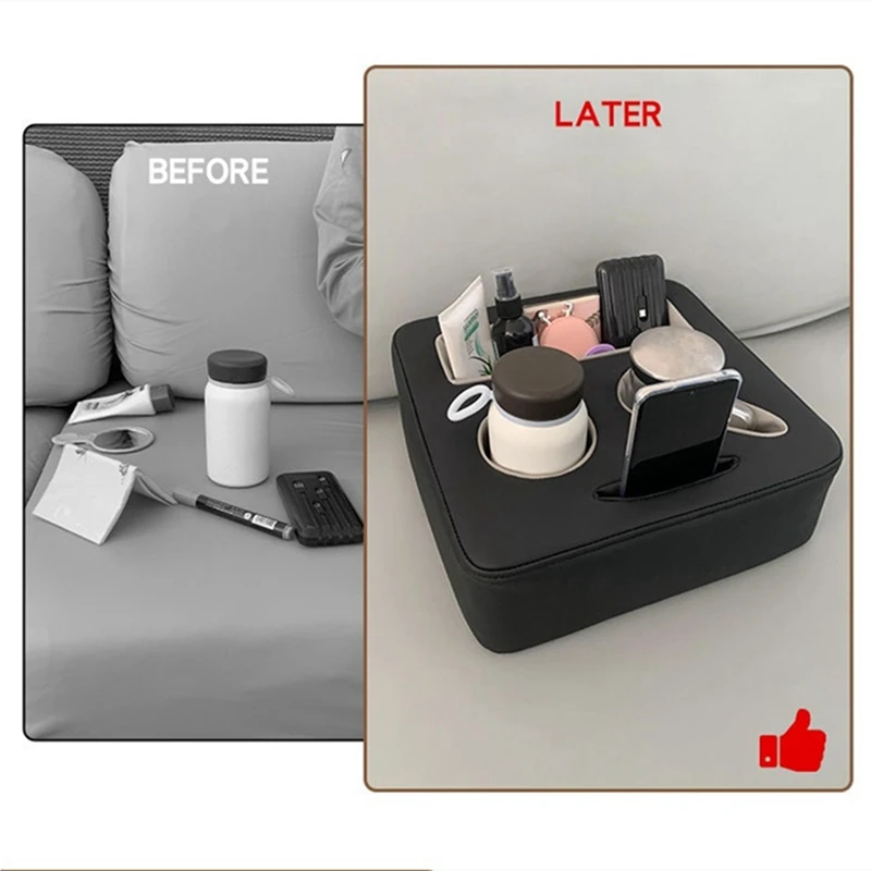 AU04 -Backseat Cup Holder For Car, PU Cup Holder For Couch Sofa Bed, Car Cup Holder For Back Seat Tray Organizer