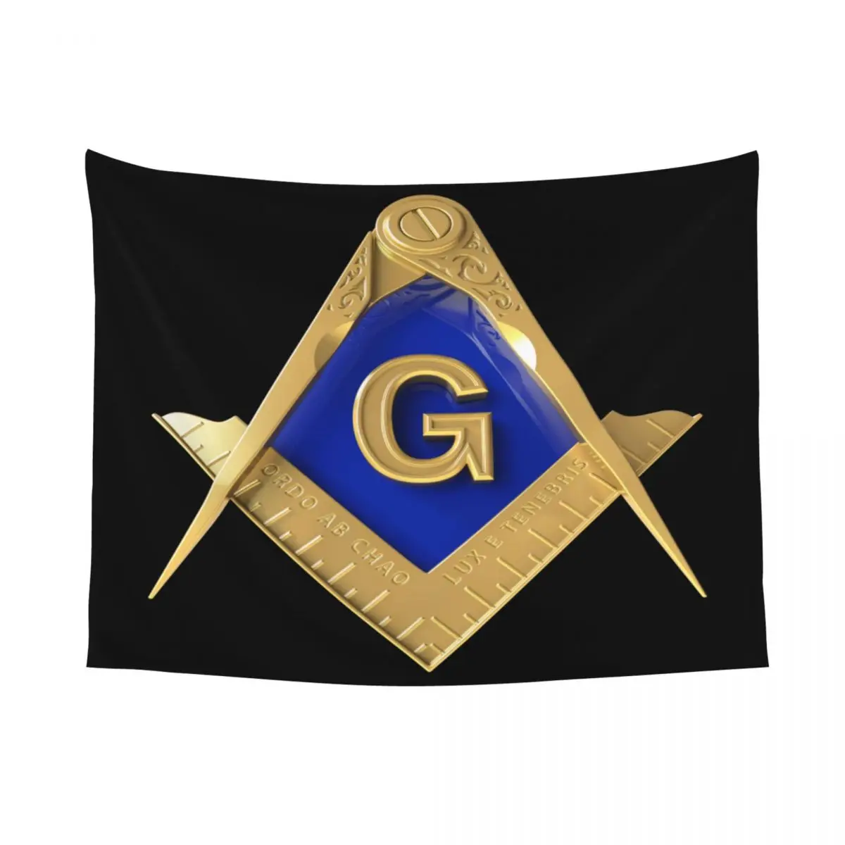 Custom Hippie Freemason Gold Square Masonic Tapestry Wall Hanging Home Decor Tapestries Dorm Decoration