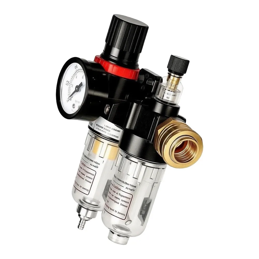 Pressure Regulator With Oil-Water Separator 1/4inch Compressed Air Pressure Regulator Water Separator Filter With Gauge