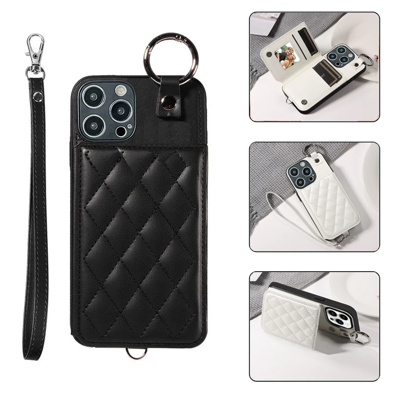 

Holder Wallet With Lanyard Phone Case for Samsung Galaxy M52 M54 M62 M60S Cell Phone Card Slot Holder Phone case Cover Hot