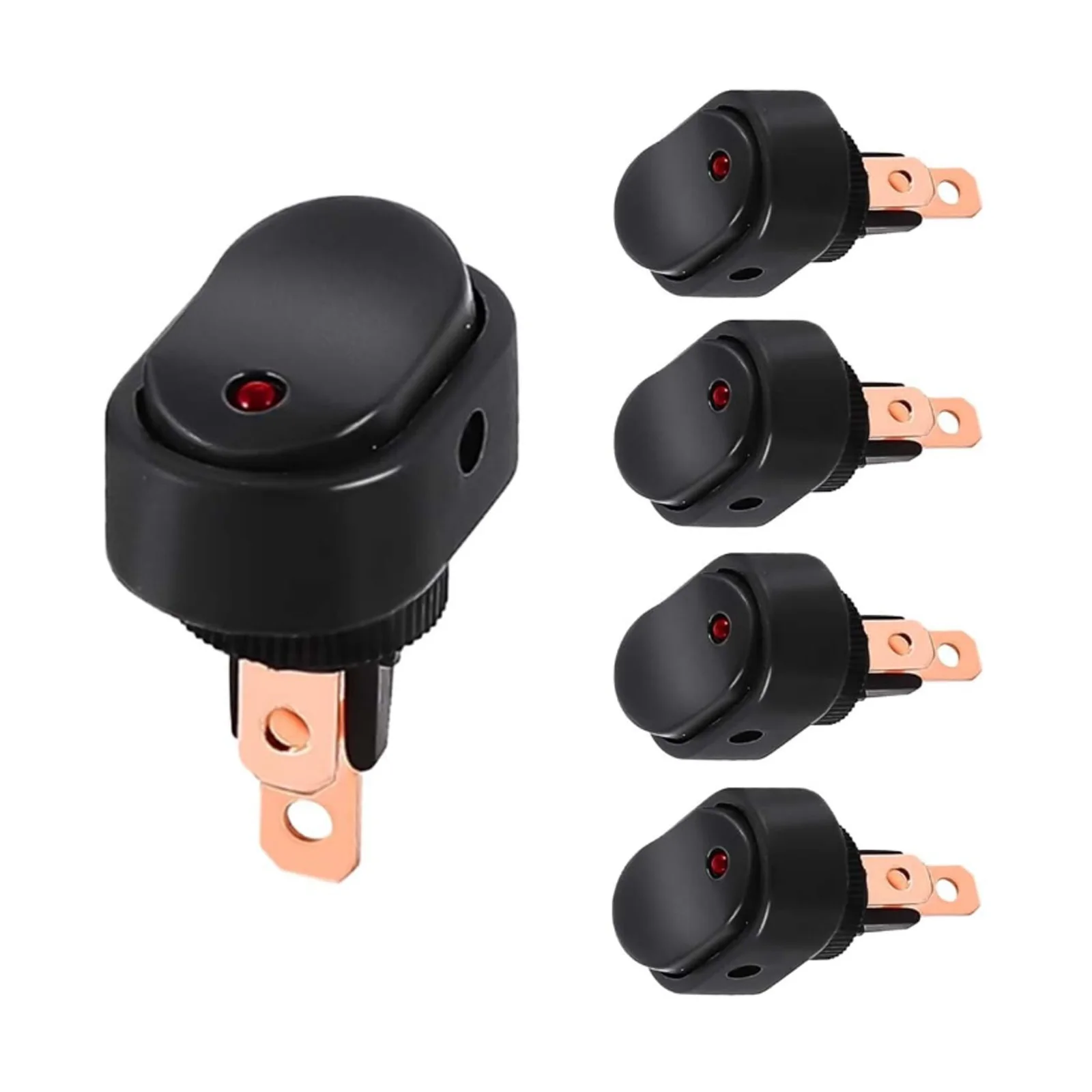 

5PCS Toggle Switch 12V 30A Oval Rocker Switch Blue LED Lighted 3 Pin On Off Waterproof Switch for Automative Car RV Marine Boat