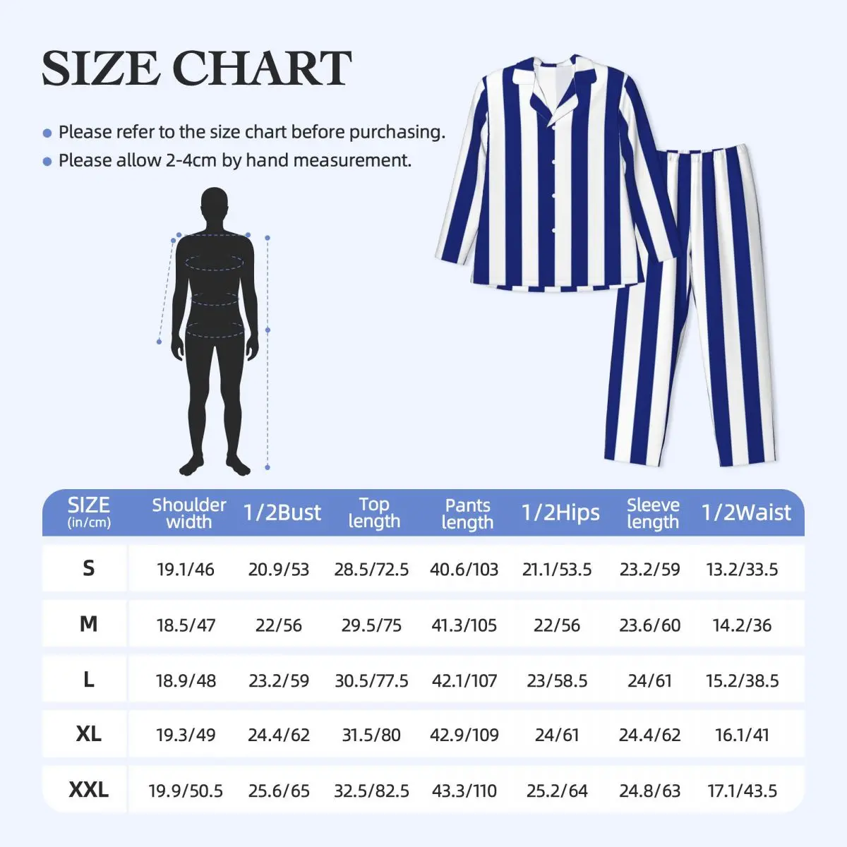 Vertical Striped Pajamas Men Blue Lines Print Kawaii Room Sleepwear Autumn 2 Piece Casual Loose Oversize Custom Pajama Sets