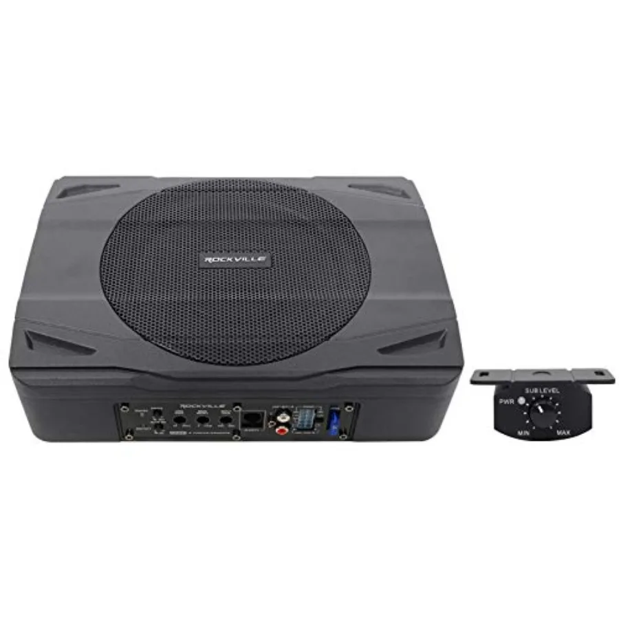 Car Audio Subwoofer System For Under-Seat Installation, Polypropylene Cone, Black, Compact 8-Inch Powered Design With Integrate