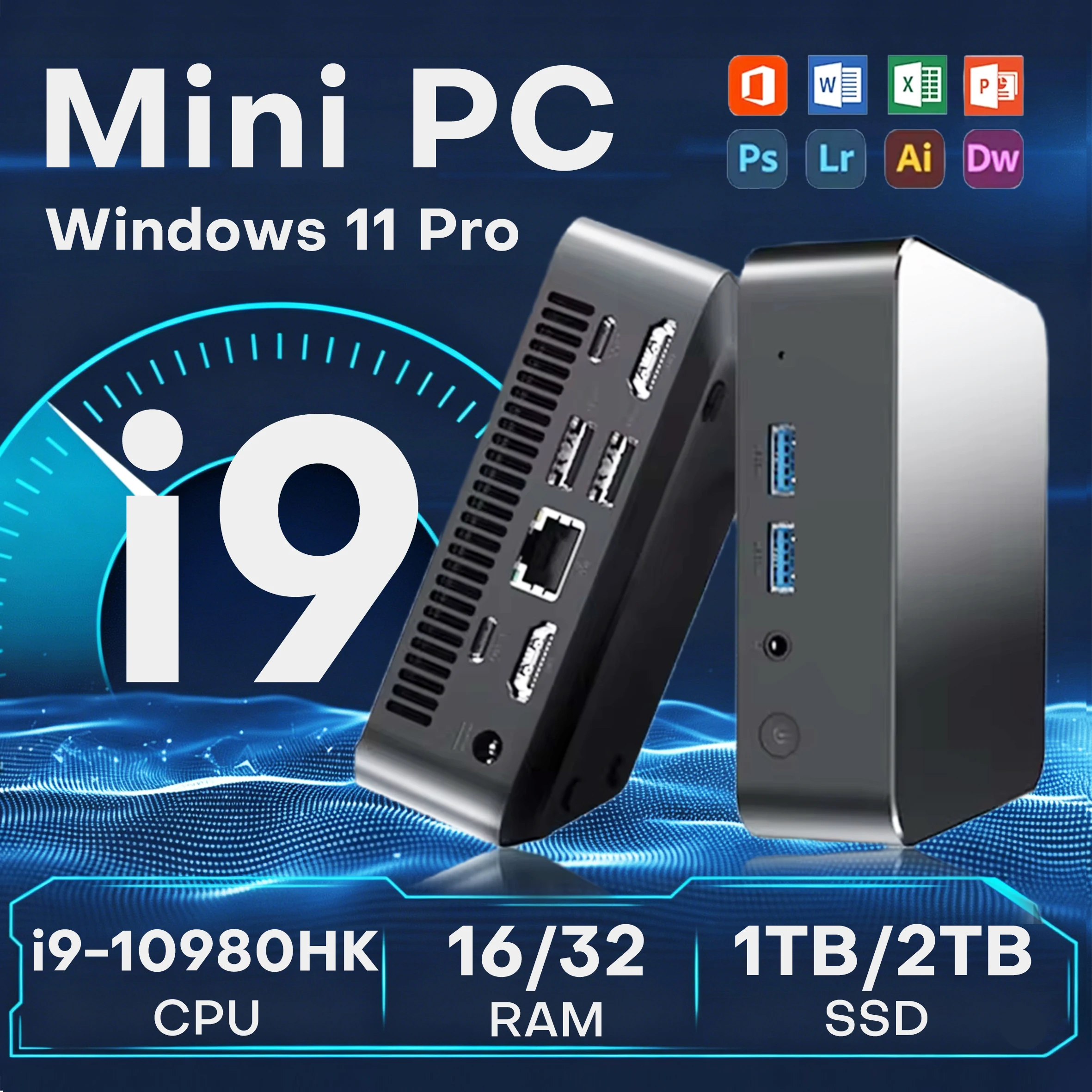 Mini PC Portátil para Juegos Windows 11 Pro, i9 10980HK, i3-6100, 16/32GB RAM, WIFI6, BT5.2, 4K, SSD de 1/2TB, 1000Mbps, Mini Computadora Gamer