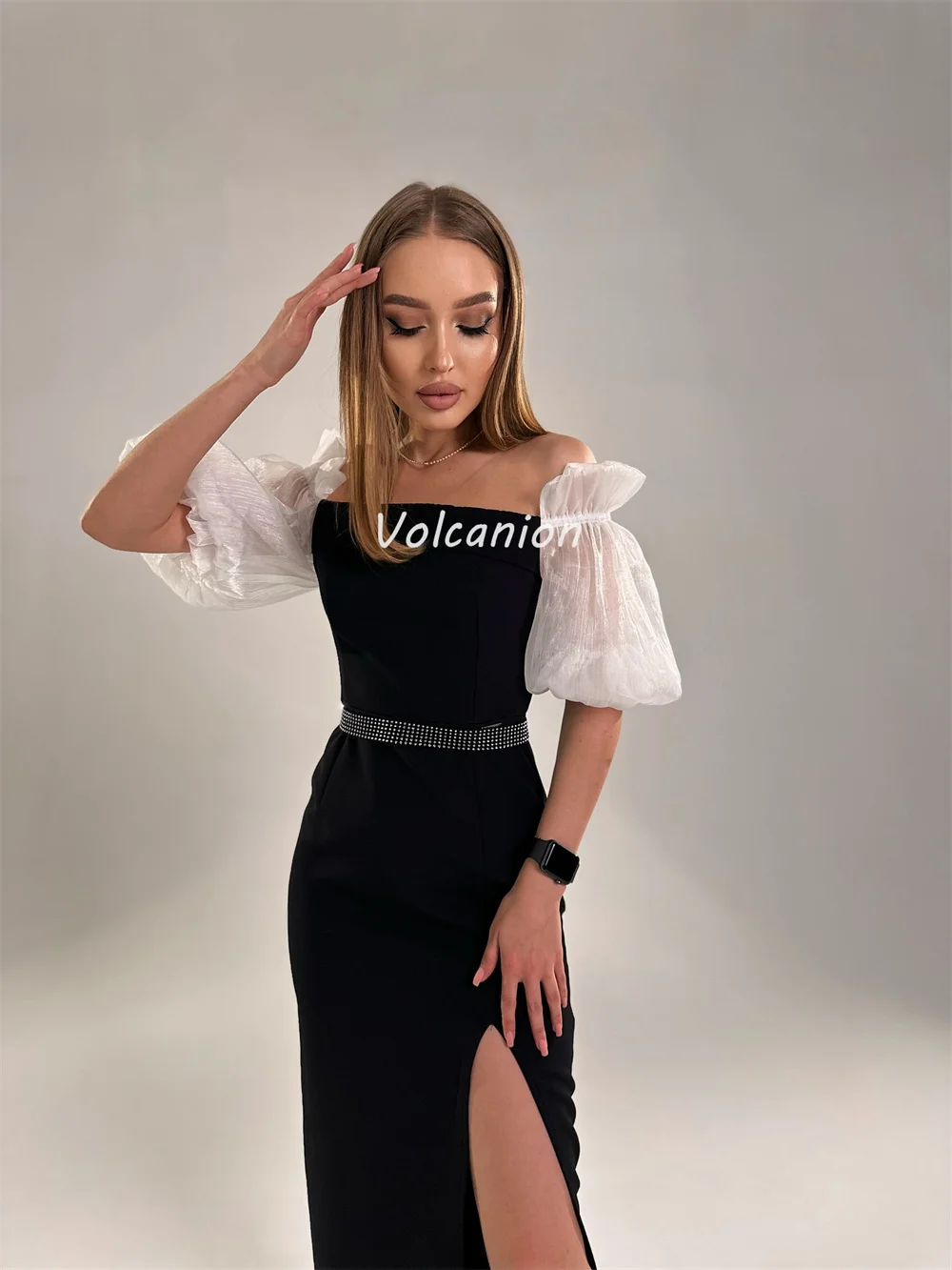 Классические сексуальные трикотажные платья со стразами и бисером по индивидуальному заказу, прямые платья до щиколотки с открытыми плечами, платья для особых случаев на заказ