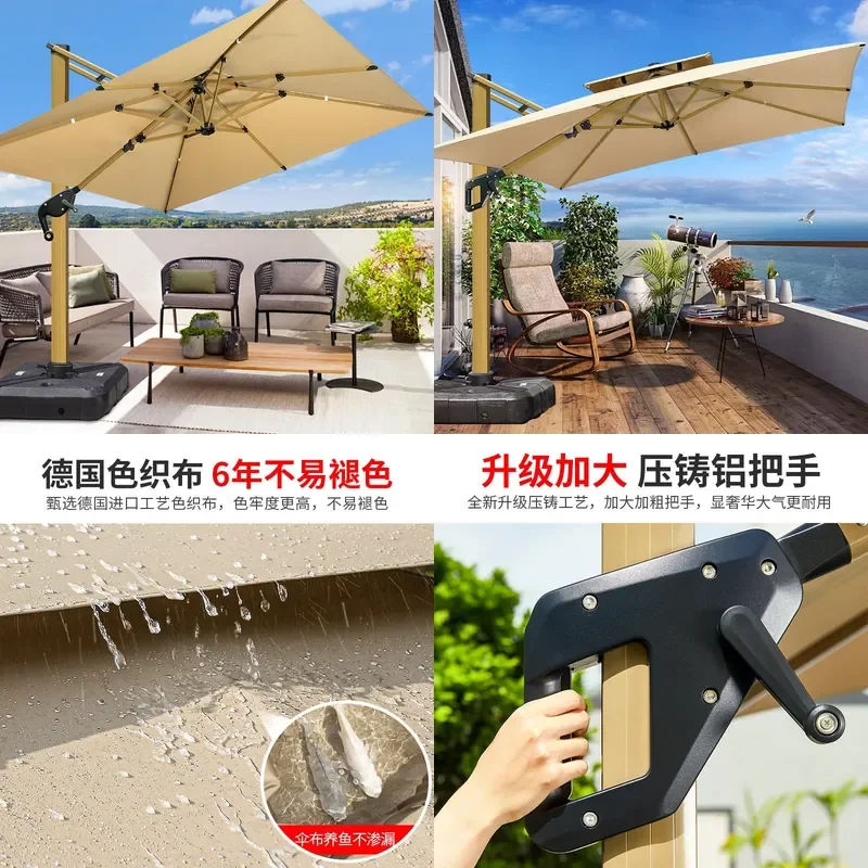Large Square Aluminum Roman Parasol for Garden Terrace Outdoor Patio Shade Advertising Booth
