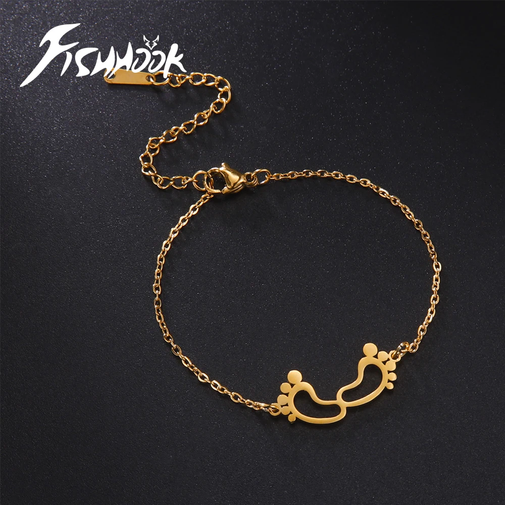 New Born Baby Foot Feet Bracelet For Woman Men Mother Kid Mom Child Family Gift Stainless Steel Gold Color Fashion Trend Jewelry