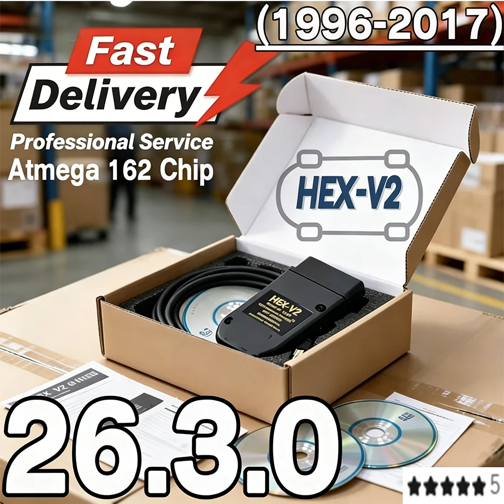 Melhor Interface VCDSCAN HEX V2 VCDS VAGCOM 2026 Atualizada 26.3.0 para VW AUDI Skoda Seat Ferramentas de Diagnóstico Automotivo Multilíngue