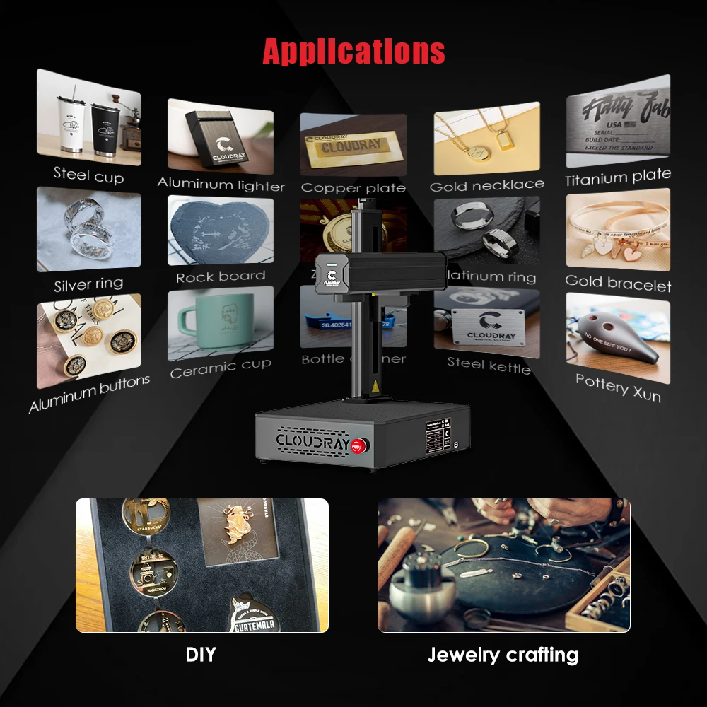All-in-one Portable 30W 50W 60W Fiber Laser Marking Machine for Stainless Steel Metal Jewelry Rings Bracelet DIY Laser Engrave
