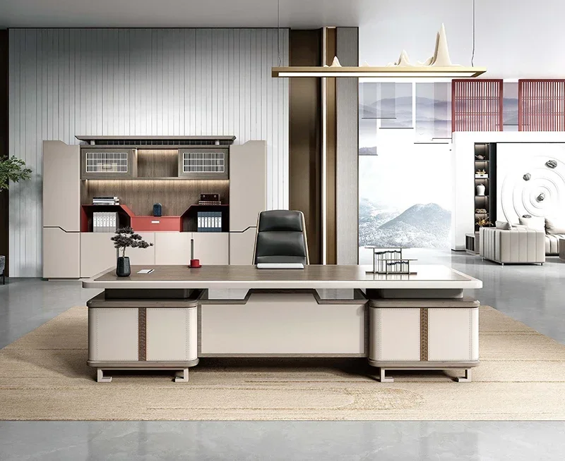 

2026 High quality office furniture manager CEO table and cabinet set luxury boss office desk