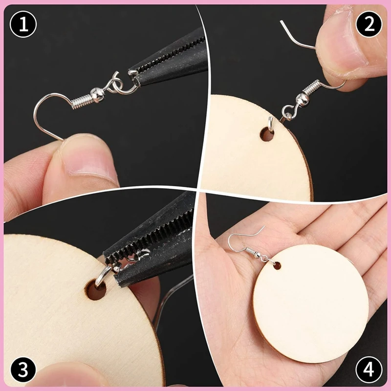 400PCS Round Earring Set Wooden Unfinished DIY Wooden Creative Personalized Earring Pendant