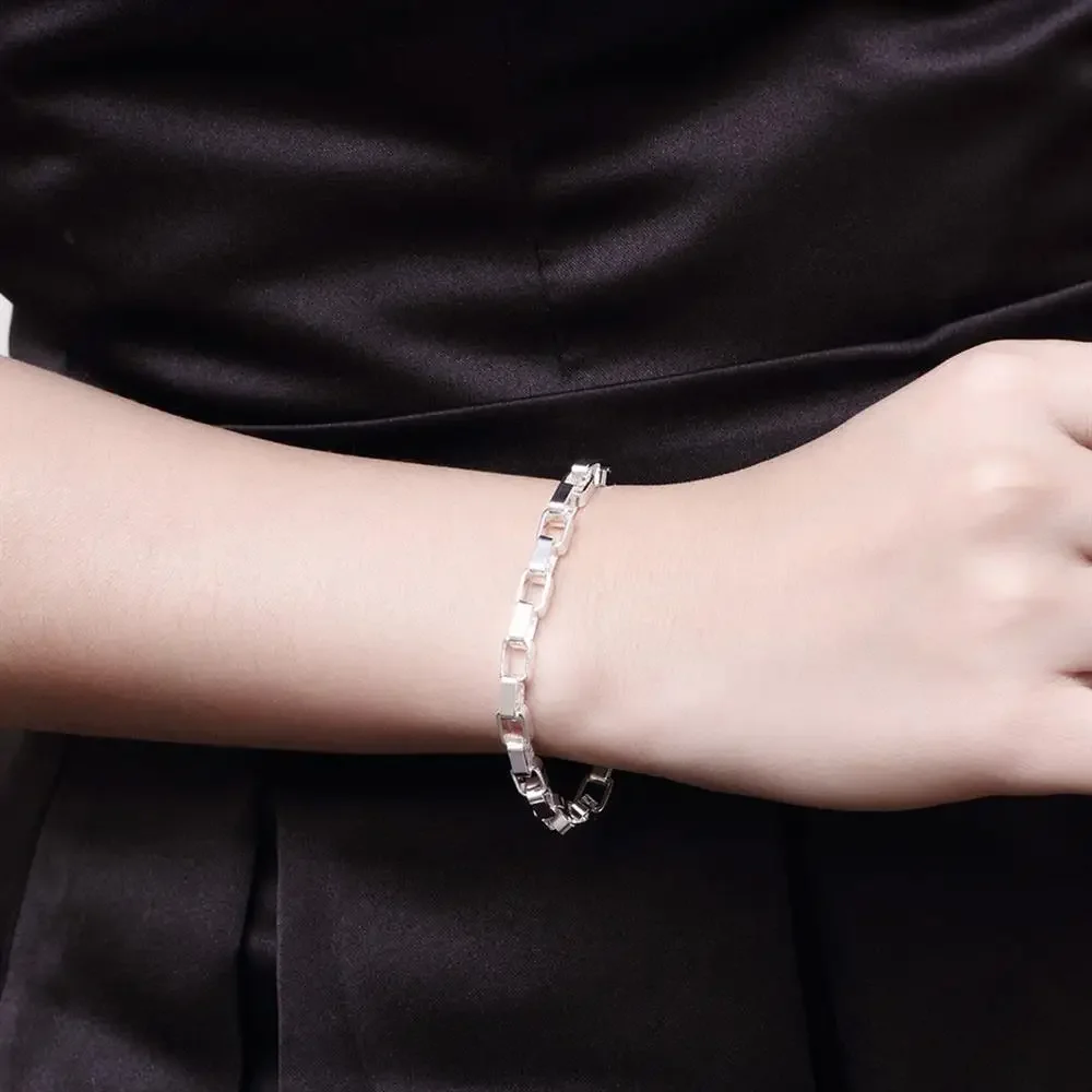 925 Sterling Silver Classic Box Chain Bracelet & Necklace Set
