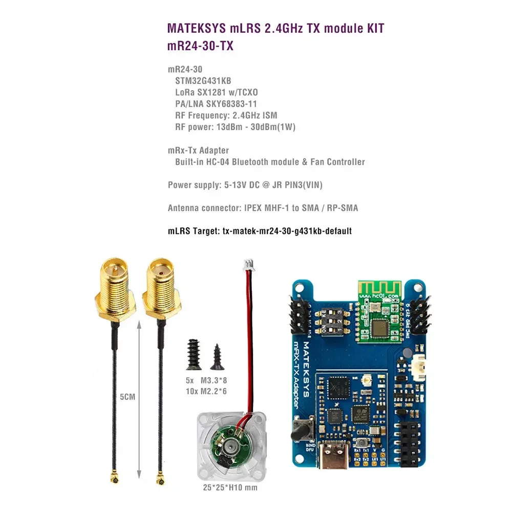 MATEKSYS-MAVLINK 2.4g TXモジュール,ドローンアクセサリーMR24-30-TX,長距離送信ランチャー,fpv VTXおもちゃ部品