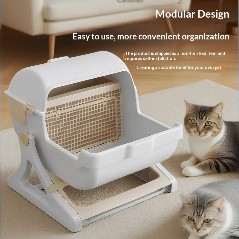 Arenero semicerrado antitracking para gatitos y gatos, fácil limpieza - imagen 5