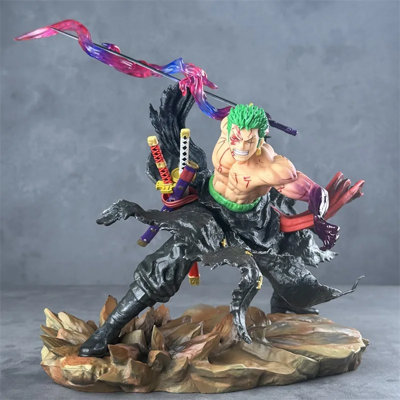 One Piece Roronoa Zoro PVC Figura Anime, Gk Break Series, Estátua de Cabeça Dupla, Action Figurine, Toy Modelo, Coleção Presentes para Crianças, 26cm