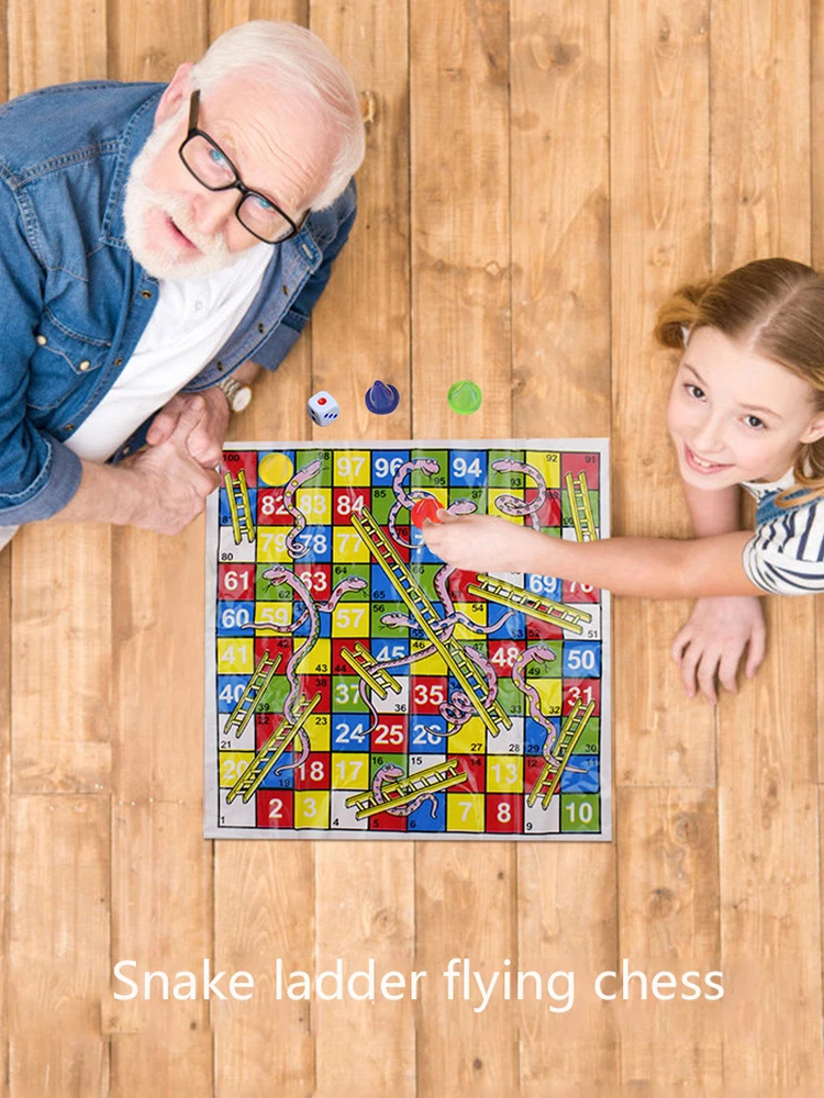 Snake Ladder Flight Chess Educational Kids Children Toys Interesting Board Game Set Portable Flying Chess Board Family Game