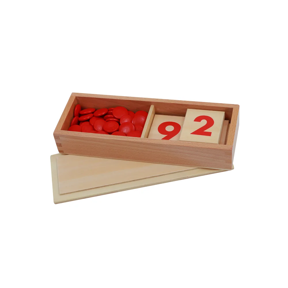 Montessori Math Toys Wood Number Cards and Counters W/ Box Counting Game for Children Early Learning Tools Mathematics Materials