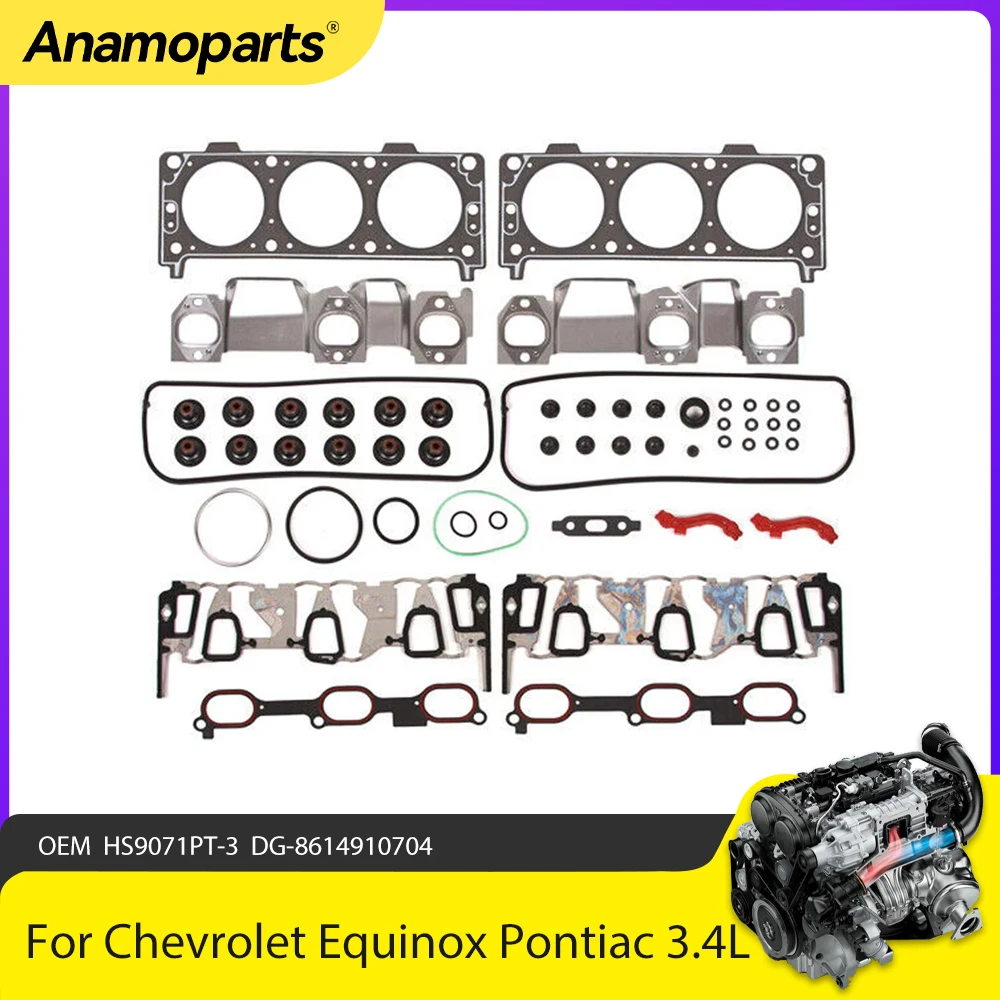 Engine Parts Cylinder Head Gasket Set Fit 3.4 L For 05-09 Chevrolet Equinox Pontiac Torrent 3.4L V6 Gas OHV VIN F OEM HS9071PT-3