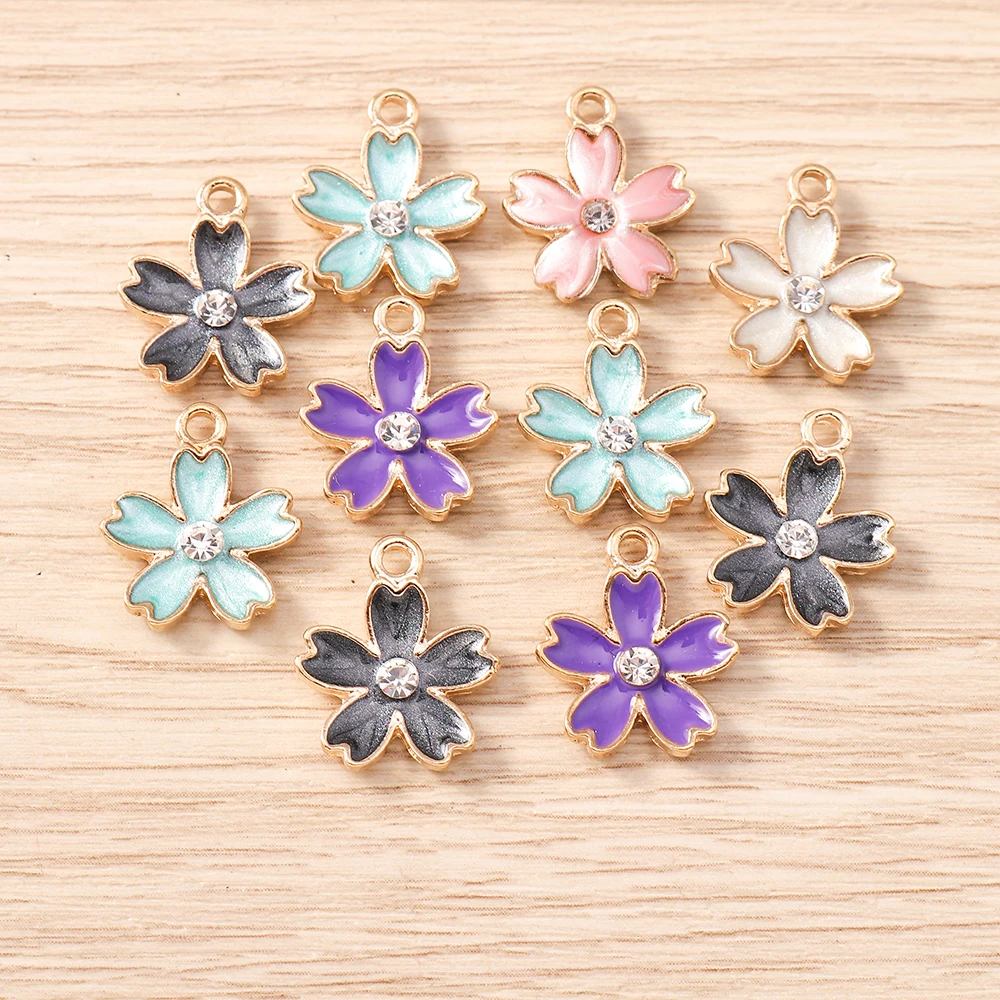 Tusember 20 Stück 14*17mm bunte, niedliche Sakura-Kirschblüten-Anhänger für handgefertigte Ohrhänger, Armbänder, Schmuckherstellung und Bastelarbeiten – Detail 3