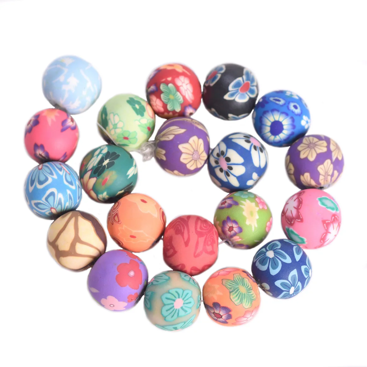 

Random Mixed Flower Patterns Round Handmade Polymer Clay 6mm 8mm 10mm 12mm 15mm Loose Beads for Jewelry Making DIY Crafts