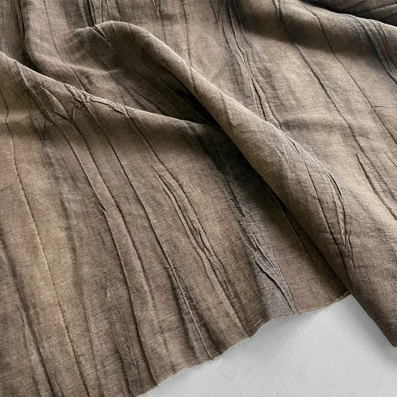 Retro Deep Coffee Color Indentation  Reconstruction of Pleated Fabric Texture  Creative Outerwear  Clothing Designer Fabric