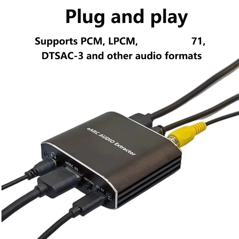 192KHz HDMI eARC ARC to RCA Audio Extractor Converter eARC HDMI Extractor Only Audio For DTS AC3 LPCM Fiber