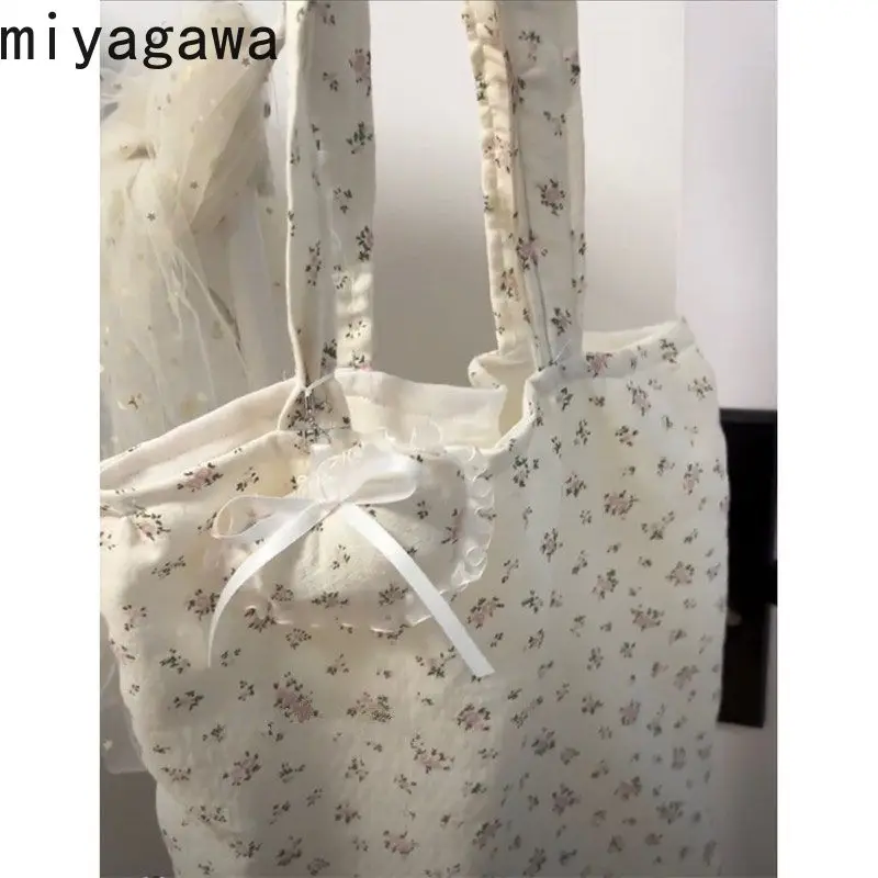 Miyagawa Korean Instagram Canvas Shoulder Bag Commuter Academy Style Girls Versatile Shopping Bags