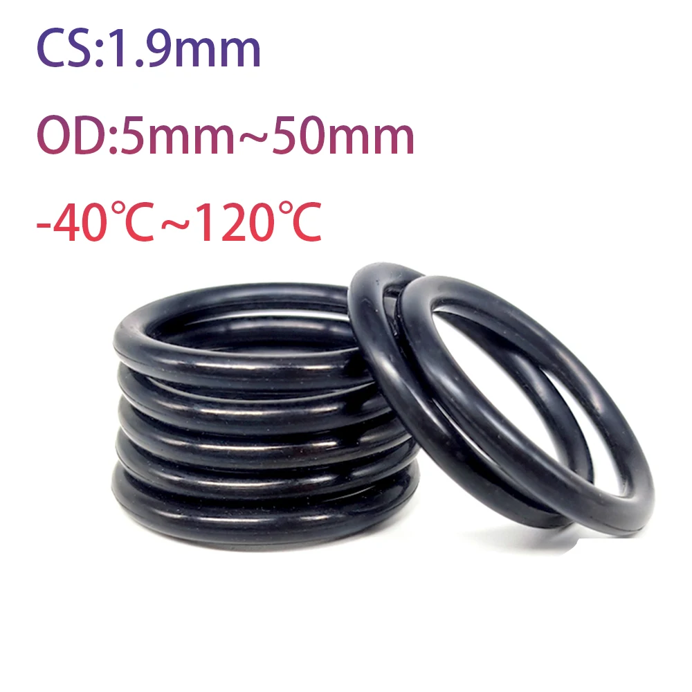 20/50/100Pcs Black NBR Oil Resistant Seal Ring Gasket CS 1.9mm Water-Proof Nitrile Butadiene Rubber O-ring Washer OD 5mm~50mm