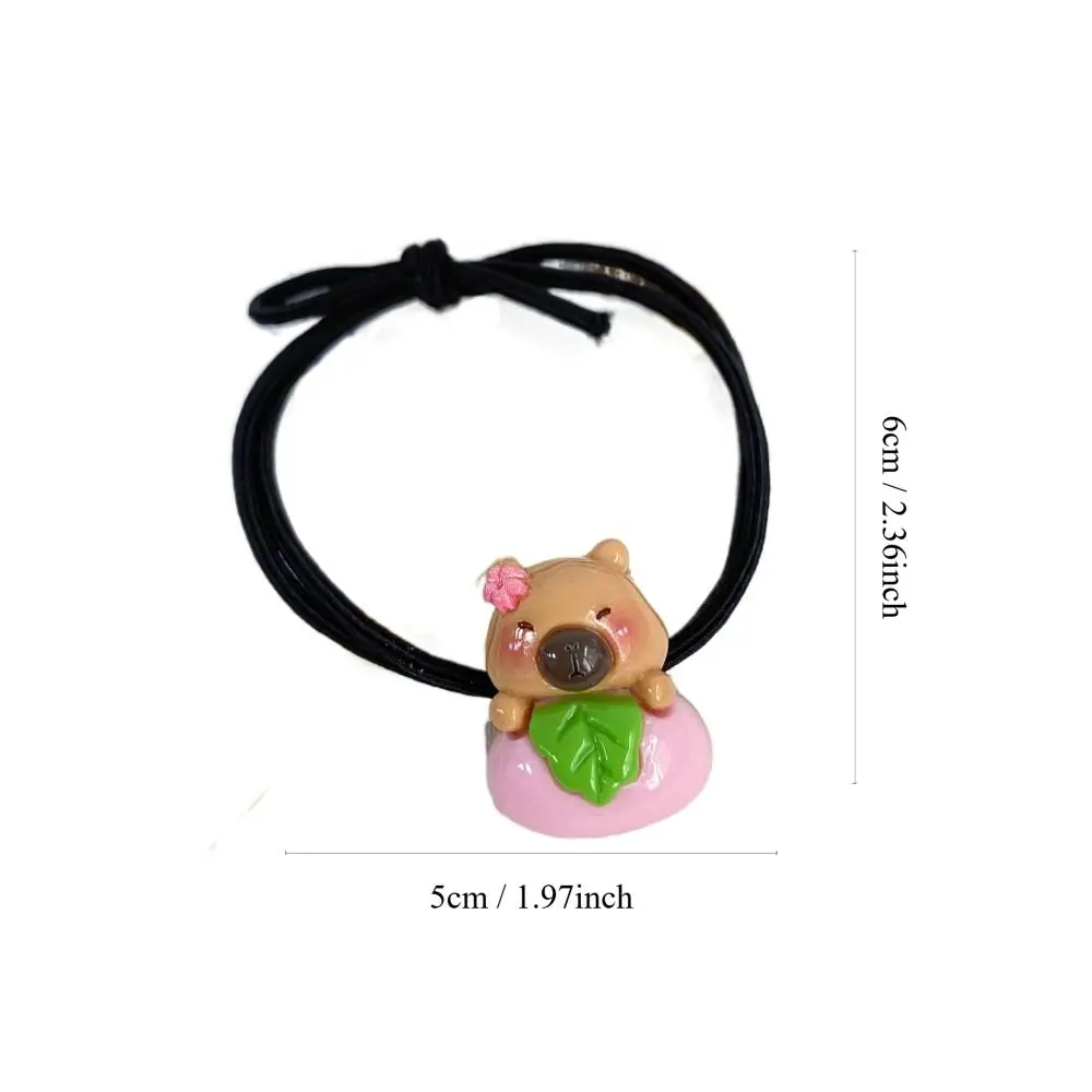 Cute Simple Capybara Hair Ties Cartoon Sweet Ponytail Holder Resin Elastic Rubber Bands