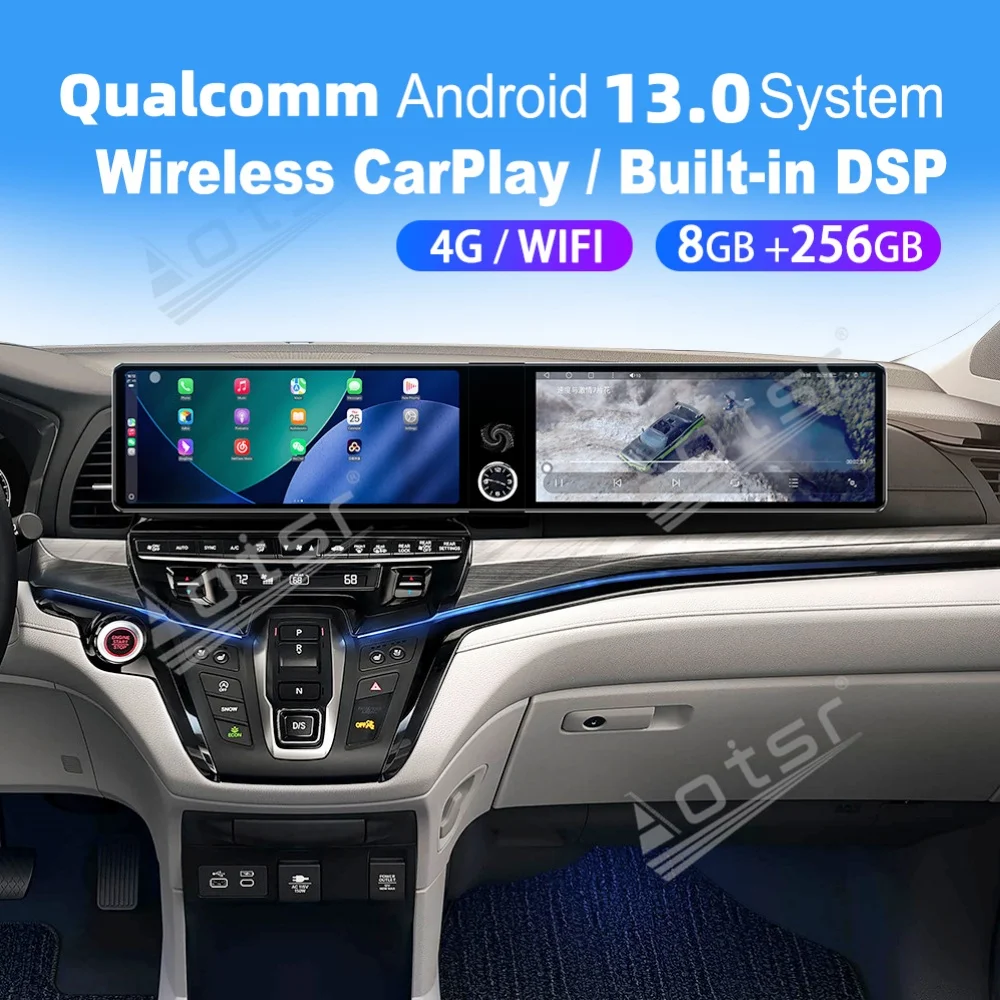 

Двойной 12,3-дюймовый экран Qualcomm Carplay Android для автомобильной мультимедийной системы Honda Odyssey 2020~2026 с GPS-навигацией и автомагнитолой