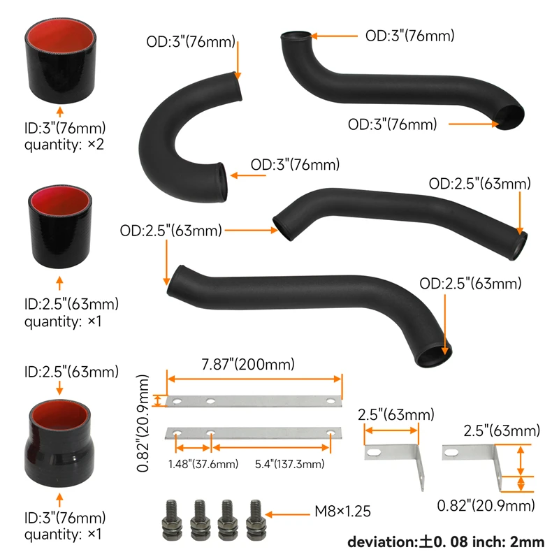 Intercooler Piping Kit For Toyota Supra JZA80 2JZ GTE TURBO 1993-1998 Black