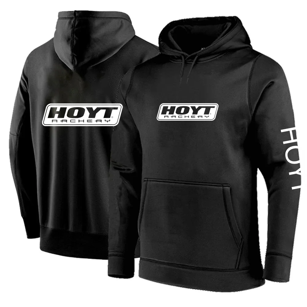 

2024 Men's New Hoyt Archery Solid Color Pullover Hoodie Cotton Casual Harajuku Hooded Print Leisure Simple Tops Man Sportswear