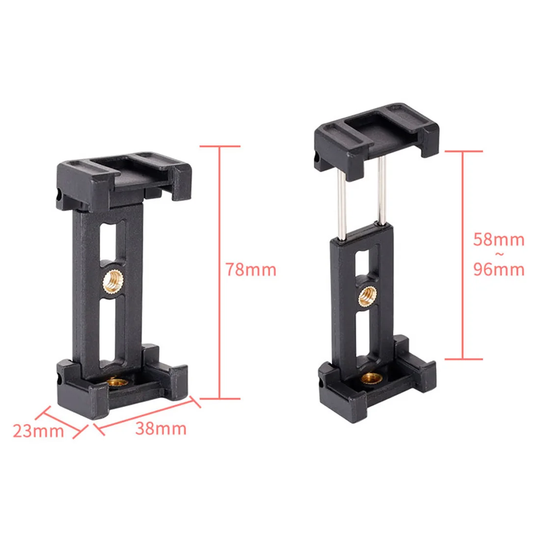U Clip Telefonständer Power Bank Halter Ausziehbare 62-87mm Klemme Kaltschuhhalterung 1/4" ARRI für iPhone Kamerakäfig Stativhalterung – Detail 19