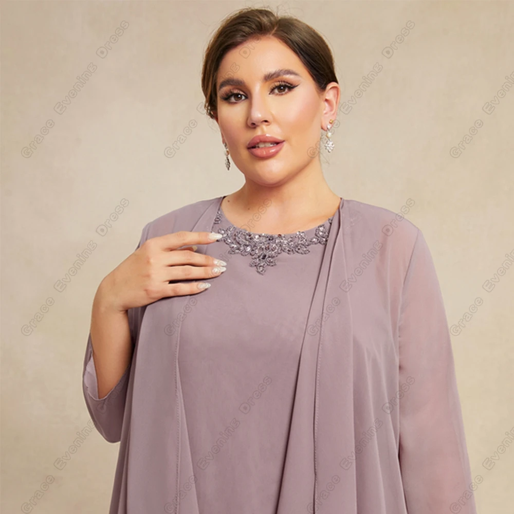 Exquisite Plus Size Mother of Bride Dresses for Women Full Sleeve Wedding Party Dresses with Lace 2024 Summer Robe De Soirée