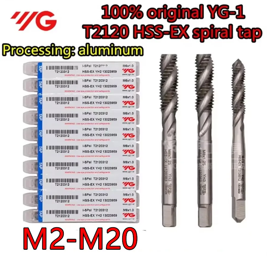 M2 M2.5 M3 M4 M5 M6 M8 M10 M12 M14 M16 M20 100% original YG HSS-EX T2120 spiral tap T2021 Apex tap