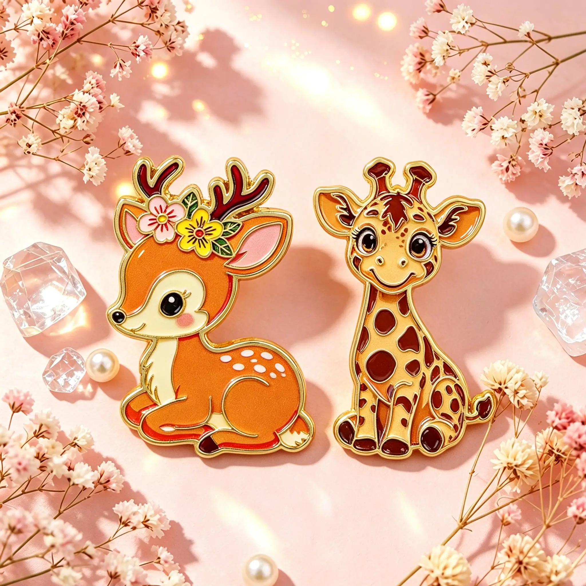 2 Stück niedliche Hirsch-Emaille-Anstecknadeln, Cartoon-Giraffen-Brosche für Mäntel, Damenbroschen, Kragen- und Reversnadeln, Metallabzeichen, Schmuck, Geschenk für Freunde