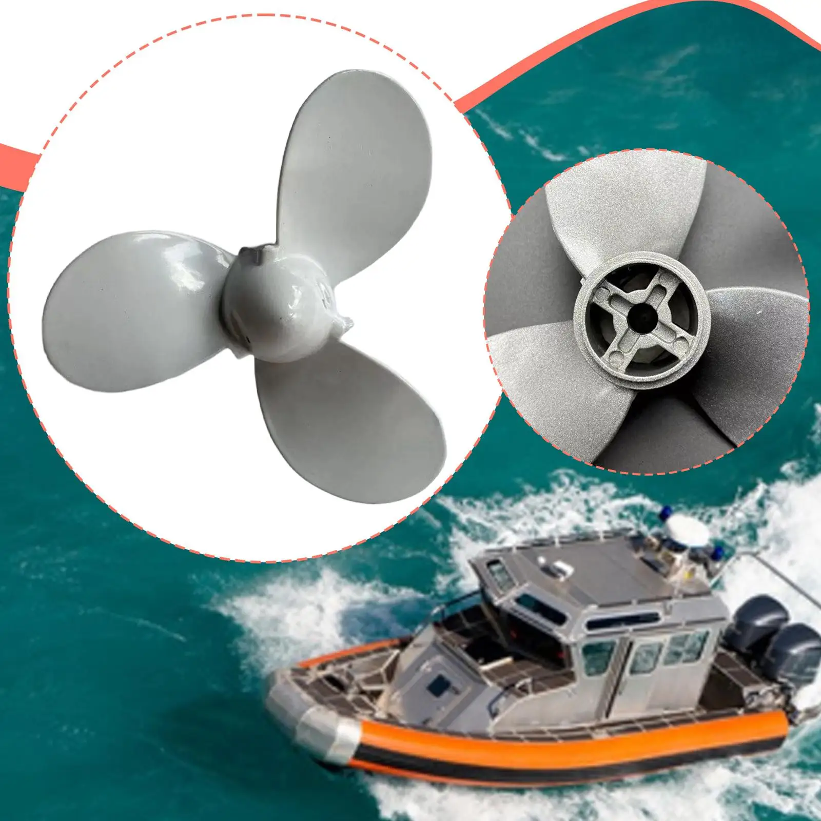 Outboard Motor Propeller Marine Grade Aluminum Efficient Thrust Replacement for Yacht Accessories Parts
