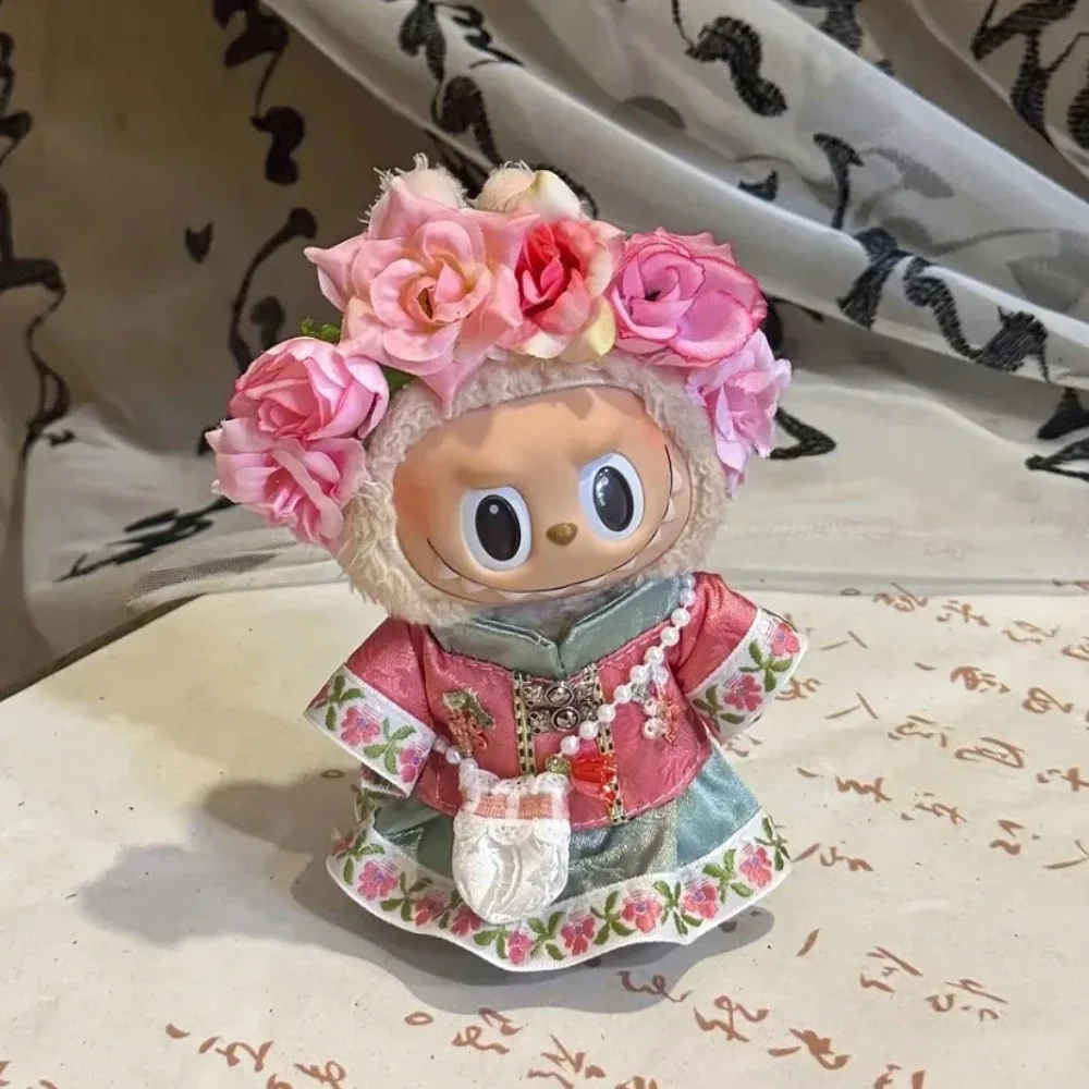 Labu-bu الملابس الصينية تشيباو دبوس الشعر زهرة فستان لابو-bu 3.0 الزي الصيف ملابس دمى الأميرة ل V1/V2/V3 Labu-bu