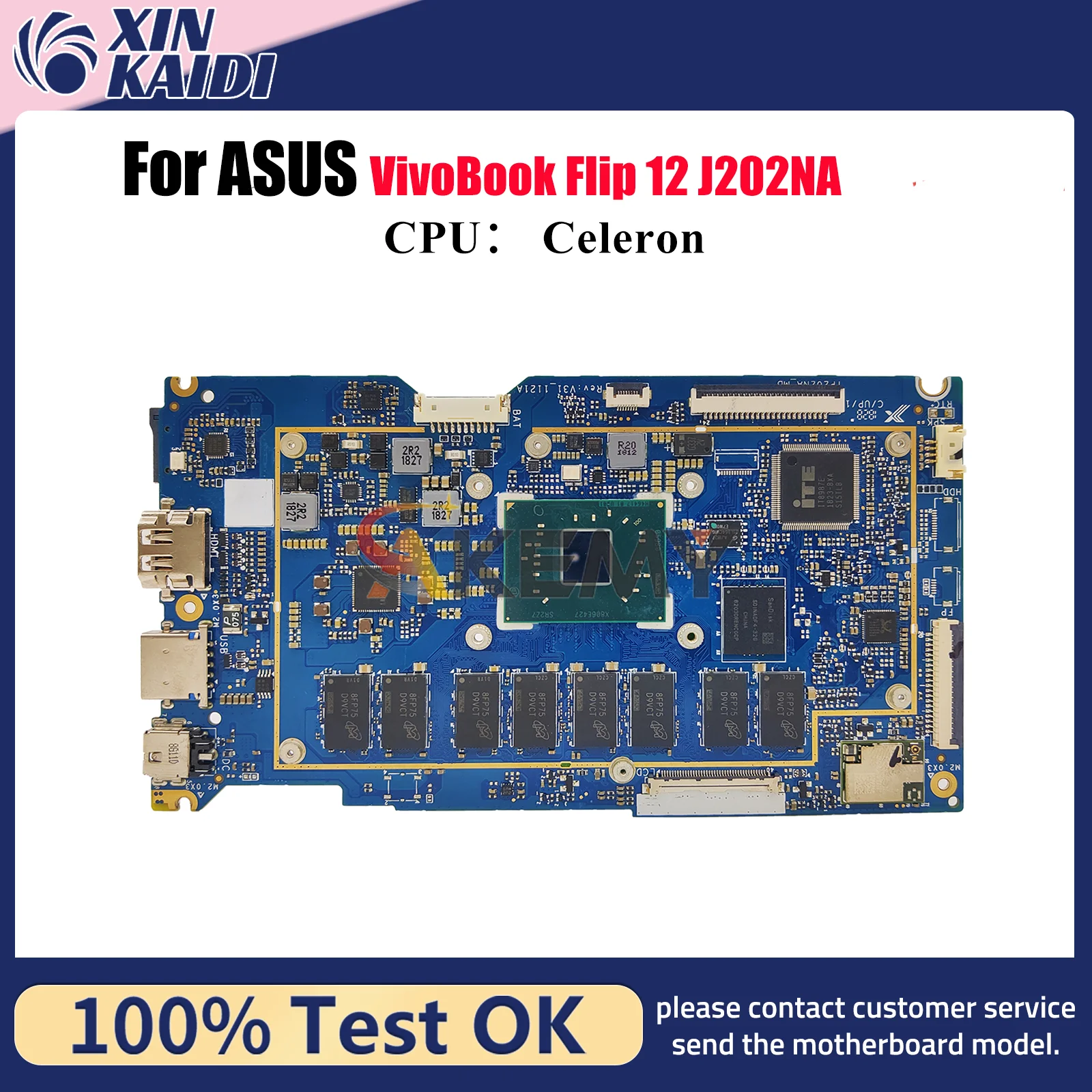 

TP202NA Laptop Motherboard For ASUS VivoBook Flip TP202N TP202NA 12 TP202NAS VivoBook J202NA Flip Mainboard With Celeron CPU stk