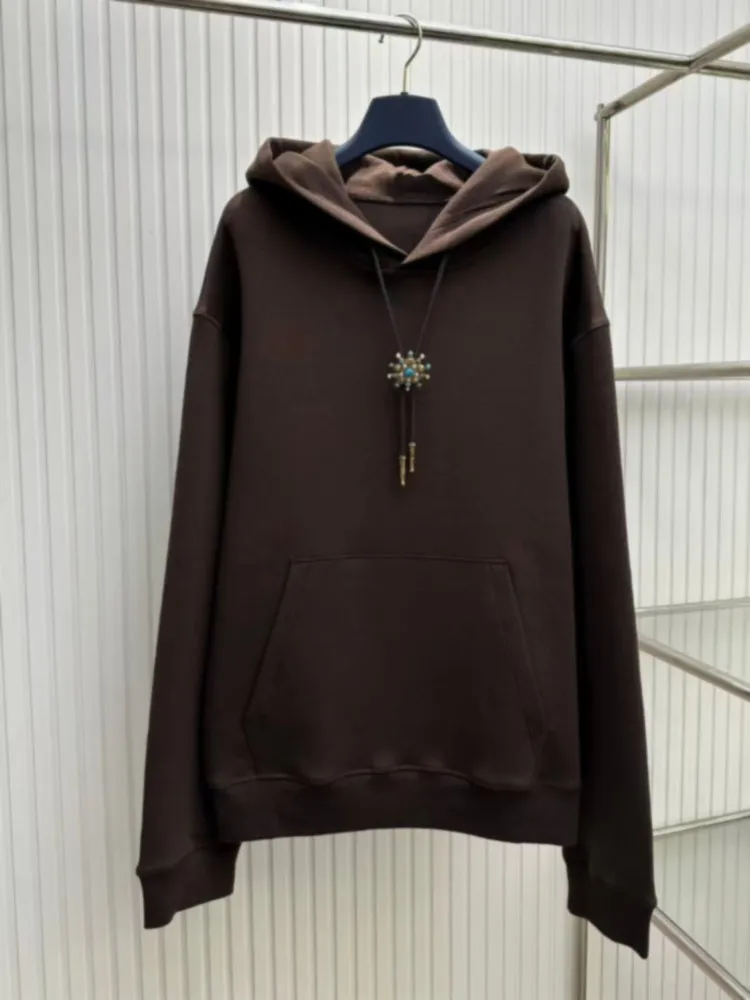 

Худи из чистого хлопка с длинными рукавами и вышивкой, свободного кроя, повседневное, осенне-зимнее, новая модная толстовка