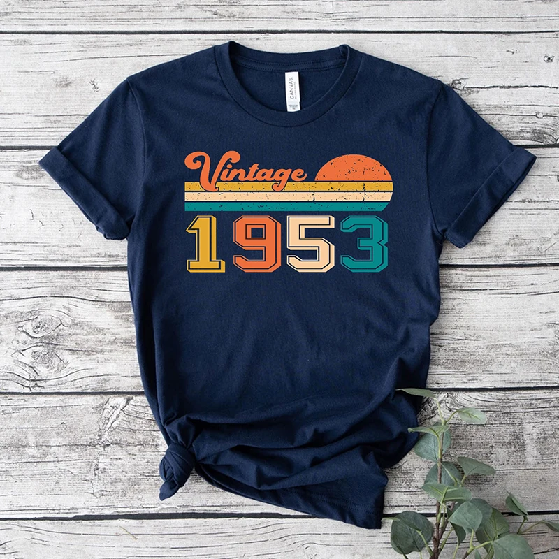 

Retro Sunset Vintage 1953 Women T Shirts Cotton Short Sleeve Summer Fashion Tshirt 70th 70 Years Old Birthday Clothes Femme Top