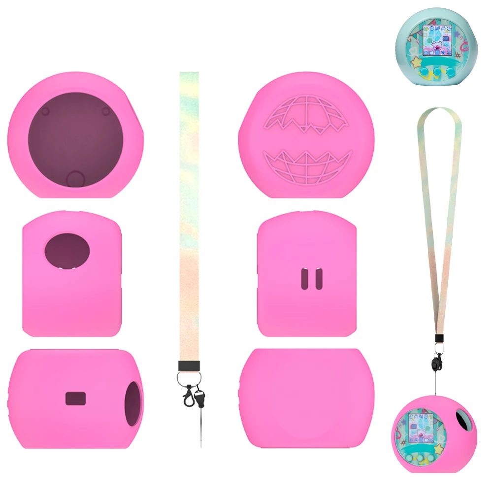 Funda De Silicona Para Tamagotchi Paradise – Protector Suave Anticaídas Con Cordón Y Colores Vibrantes (Rosa)