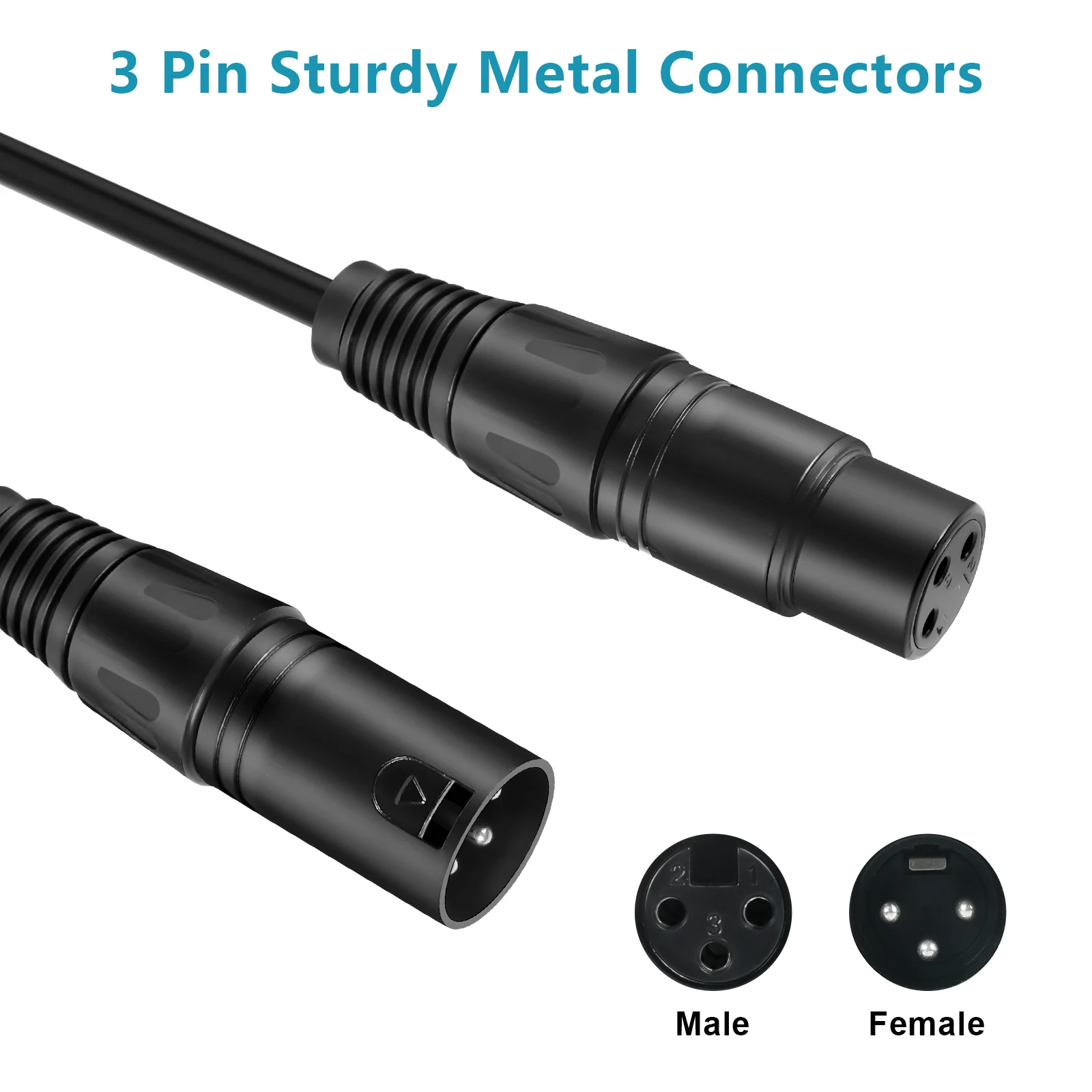 Cable de señal de luz de escenario DMX, Cable de 3M para cabezal móvil, efecto de luz láser, luz de seguimiento, Audio con XLR