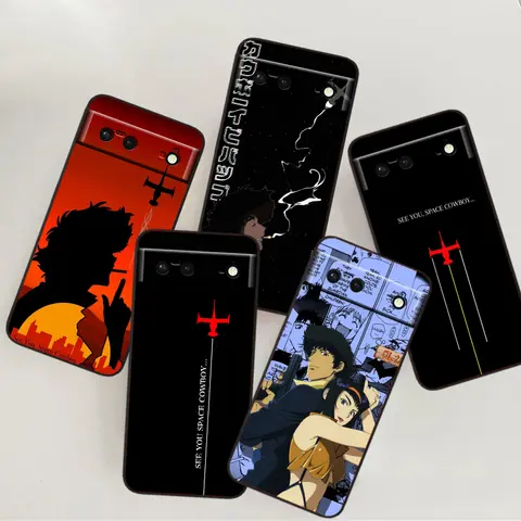 애니메이션 카우보이 비밥 만화 Google Pixel 9 8 7A 7 6A 6 5A 5 4 4A XL 5G 블랙 실리콘 충격 방지 쉘 백 폰 케이스