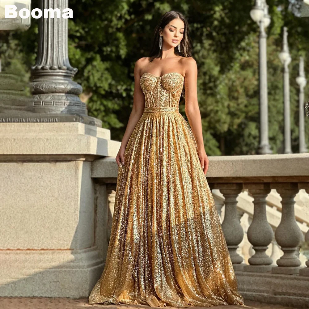 

Booma Glitter Prom Dresses Sweetheart Sleeveless Party Dress A-Line Formal Occasion Gown Women's Elegant Evening Dress Customize