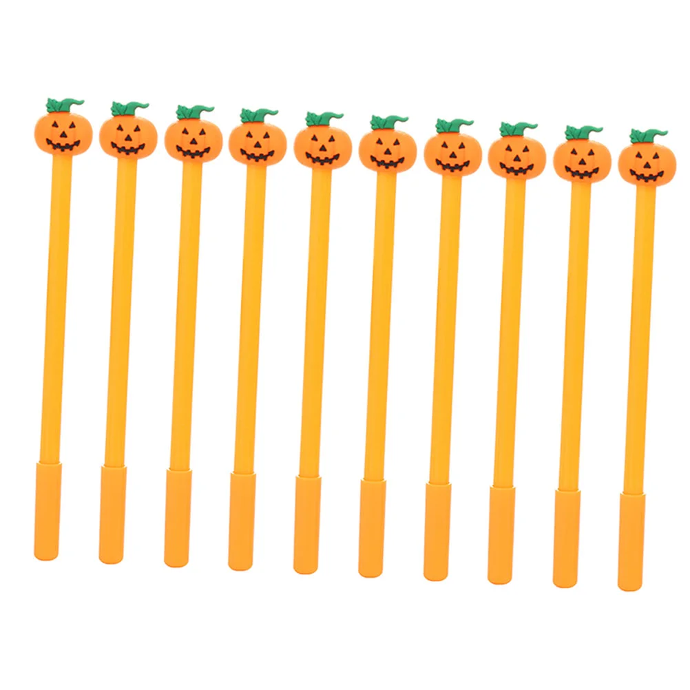 

10 Pcs Pumpkin Skull Heads Pens Halloween Pumpkin Skull Expression Gel Pen Cartoon Water-based 10pcs/pack Novelty Toys Neutral