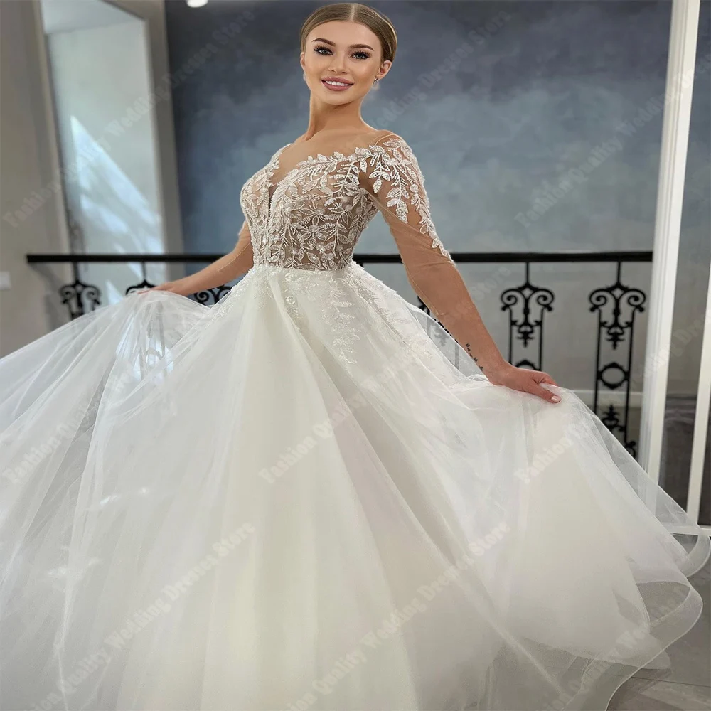 Pretty Women A-Line Wedding Dresses Sexy V-Neck Bridal Gowns Elegant Engagement Party Ball Princess Vestidos De Novia Customized