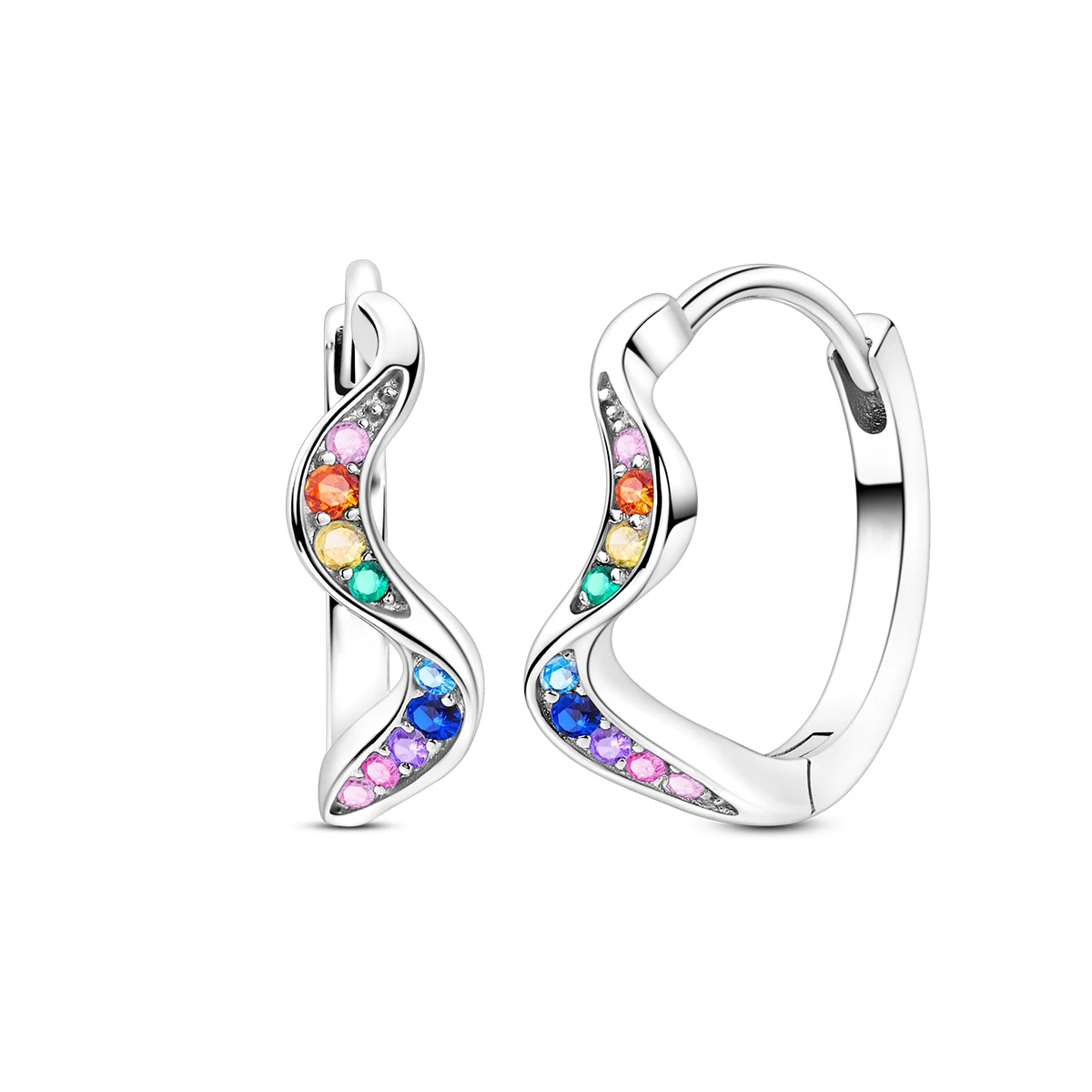

925 Sterling Silver Colorful Curve Earrings For Women Multicolor Dangle Earrings Y2K Trendy Summer Jewelry Gift