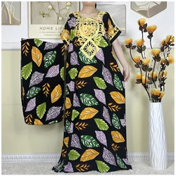 New Summer Muslim Abayas For Women Clothing Cotton Short Sleeve Printed Floral Loose Robe Kaftan African Dashiki Islam Dresses