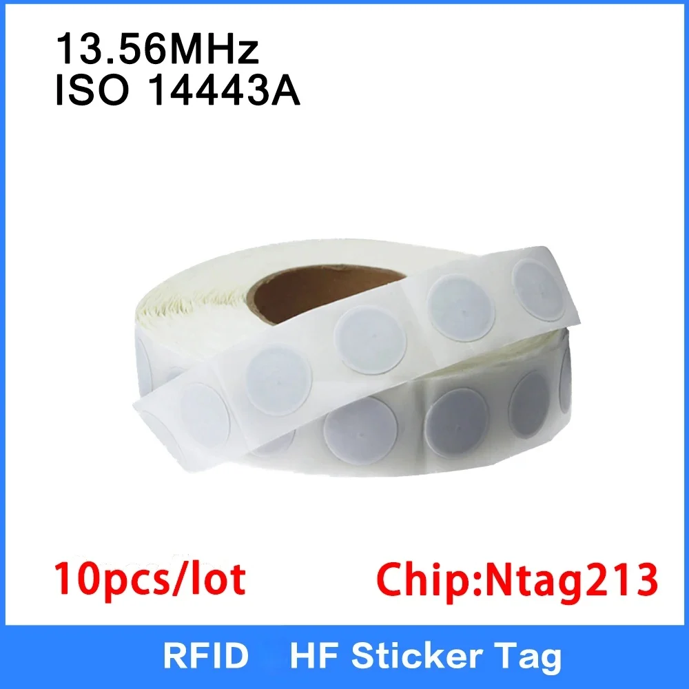 

25/30 мм белые NFC-метки, защищенные от несанкционированного доступа наклейки ISO14443A 13,56 МГц NTAG213, RFID-метки HF, смарт-теги, не удаляемые IC-карты, 10 шт.